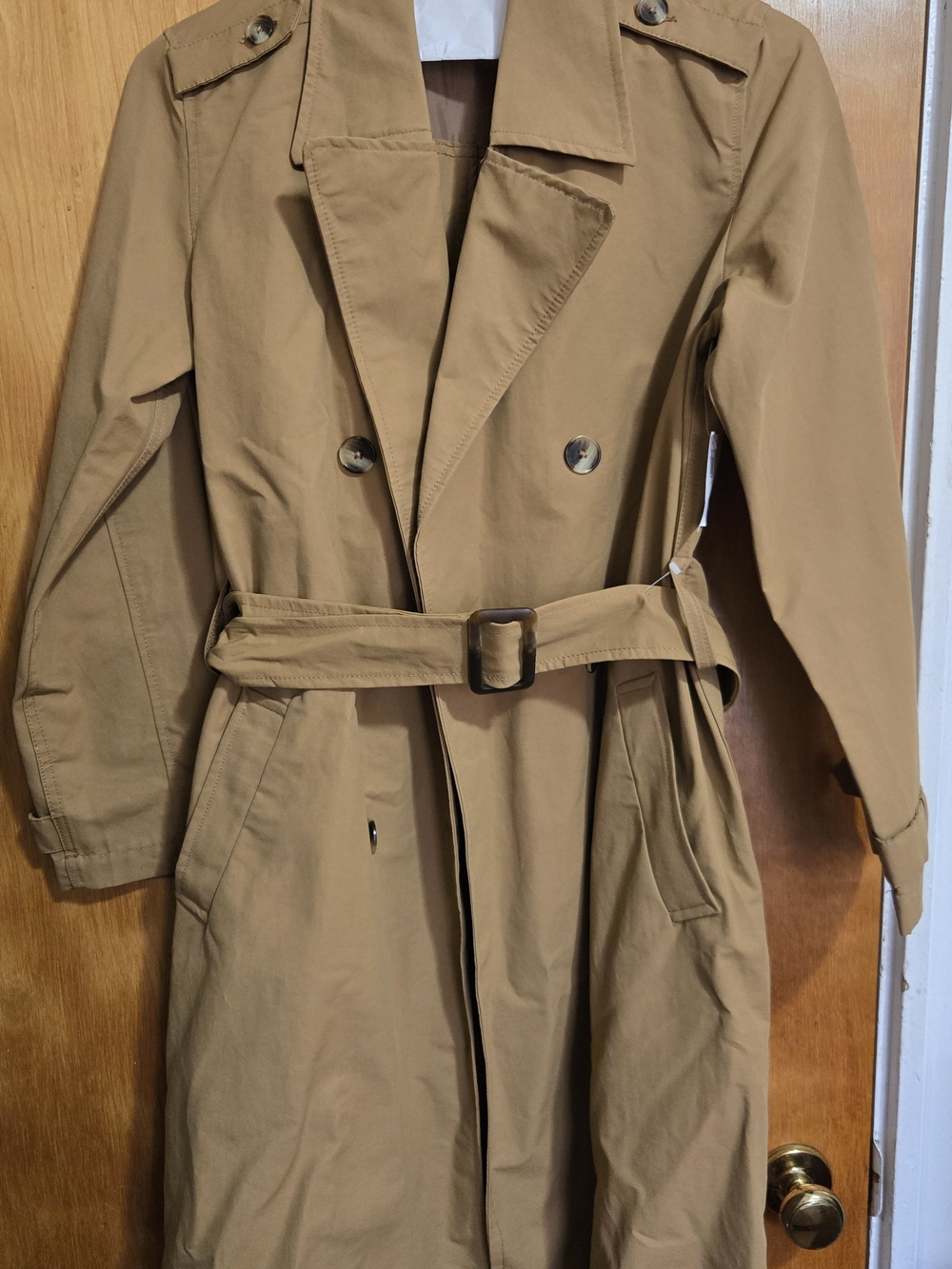 Old Navy Camel Tan Double-Breasted Trench Coat with Belt